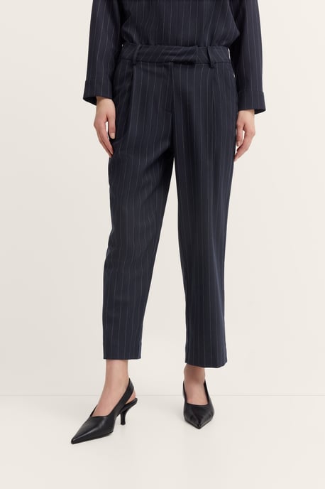 Bugatti Damen Broek met plooien, krijtstreep en stretch - Image 1
