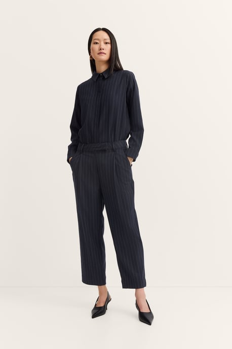 Bugatti Damen Broek met plooien, krijtstreep en stretch - Image 4