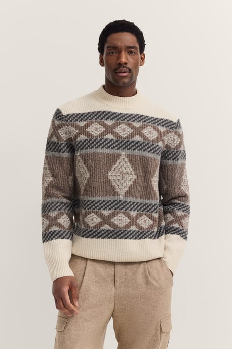 Bugatti Herren Noorse trui met opstaande kraag & Fair Isle - Image 1
