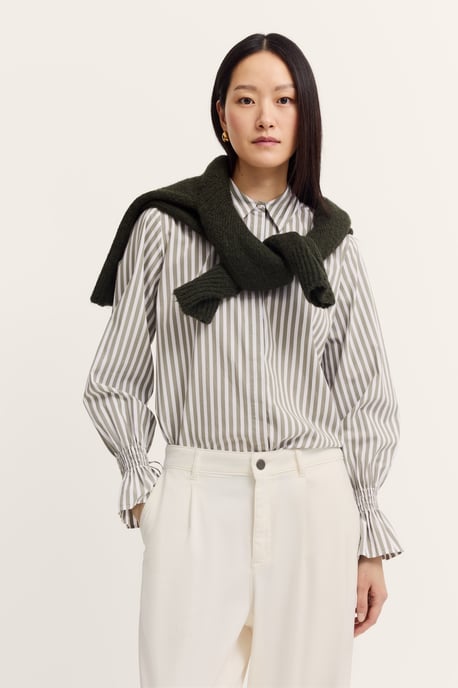 Bugatti Damen Vrijetijdsblouse met gerimpelde manchetten en overhemdkraag - Image 1