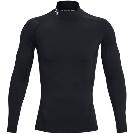 Under Armour HeatGear-basislaagshirt voor heren met hoge kraag, raglanmouwen en lange mouwen (Zwart) - Image 2
