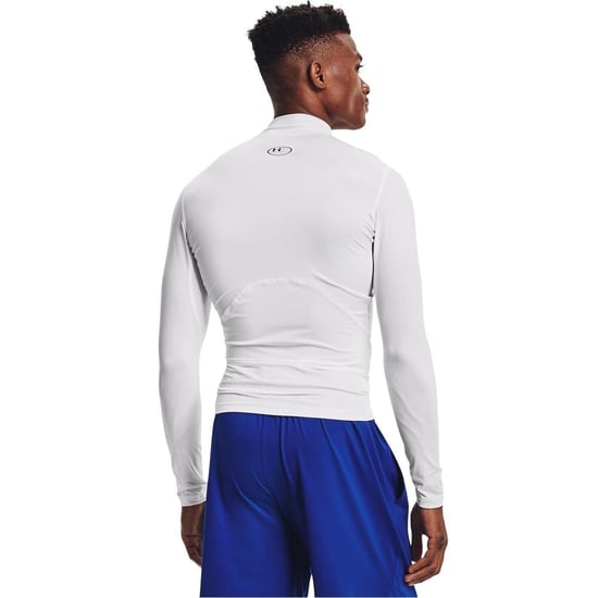 Under Armour HeatGear-basislaagshirt voor heren met hoge kraag, raglanmouwen en lange mouwen (Wit) - Image 3