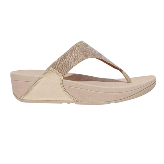 FitFlop Dames/Dames Lulu Glitz Toe Post Wedge Sandalen (Roze Goud) - Image 1