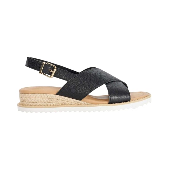 Dune London Lemesos leren platte sandalen voor dames (Zwart) - Image 1