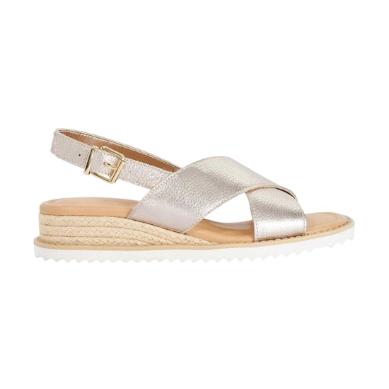 Dune London Lemesos leren platte sandalen voor dames (Goud) - Image 1