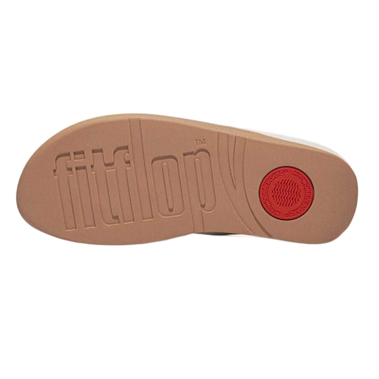 Fit Flop Lederen sandalen met teenband en sleehak met spiegelende koepel voor dames (Wit) - Image 4