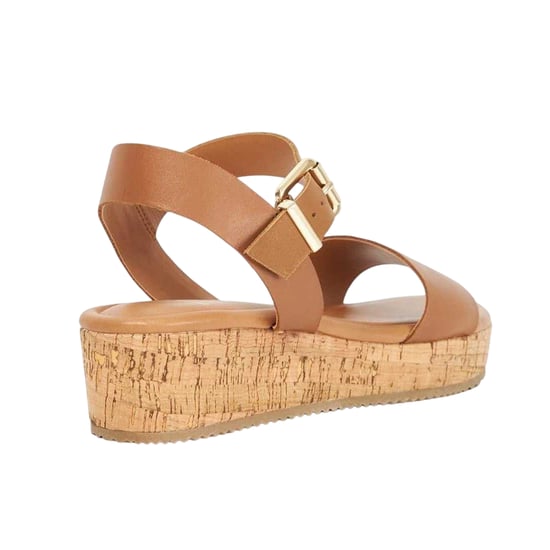 Dune London Leren plateausandalen voor dames (Tan) - Image 2