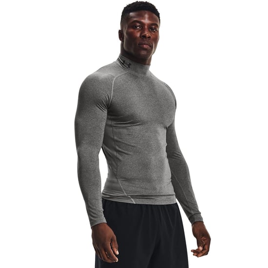 Under Armour HeatGear-basislaagshirt voor heren met hoge kraag, raglanmouwen en lange mouwen (Koolstof) - Image 2