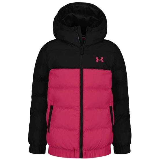 Under Armour Lichtgewicht pufferjack met kleurblokken voor kinderen (Zwart/roze) - Image 1