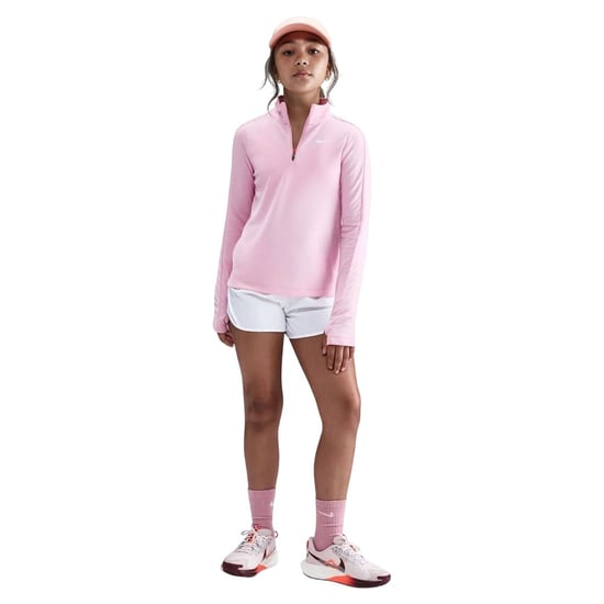 Nike Dri-FIT-shirt met halve rits en lange mouwen voor meisjes (Roze) - Image 1