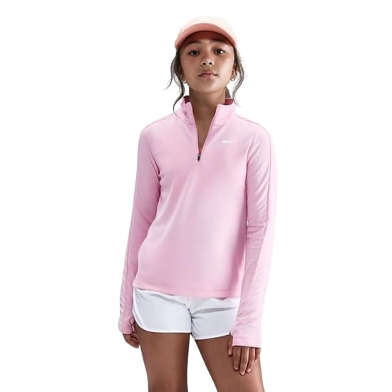 Nike Dri-FIT-shirt met halve rits en lange mouwen voor meisjes (Roze) - Image 2