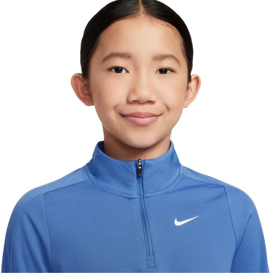Nike Dri-FIT-shirt met halve rits en lange mouwen voor meisjes (Blauw) - Image 3