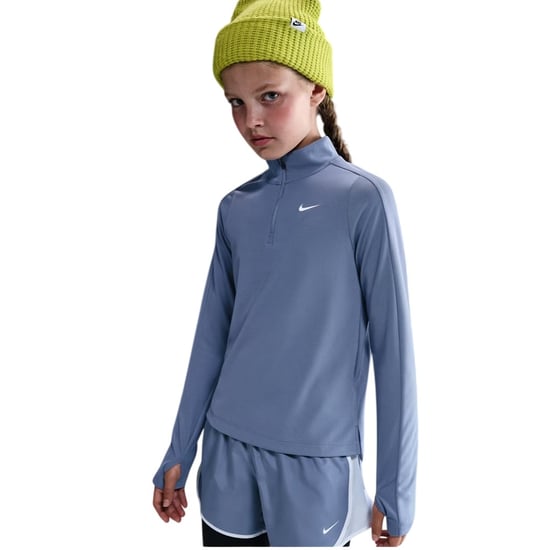 Nike Dri-FIT-shirt met halve rits en lange mouwen voor meisjes (Indigo) - Image 2