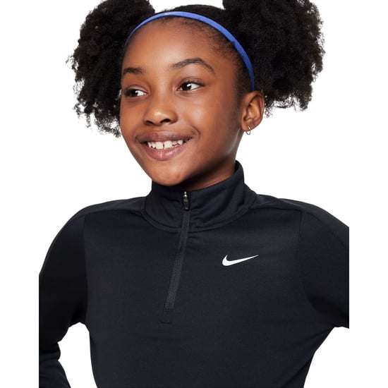 Nike Dri-FIT-shirt met halve rits en lange mouwen voor meisjes (Zwart) - Image 3