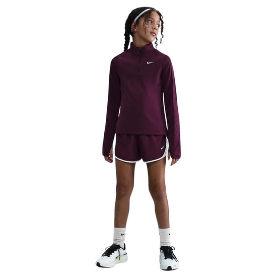 Nike Dri-FIT-shirt met halve rits en lange mouwen voor meisjes (Bordeaux) - Image 1