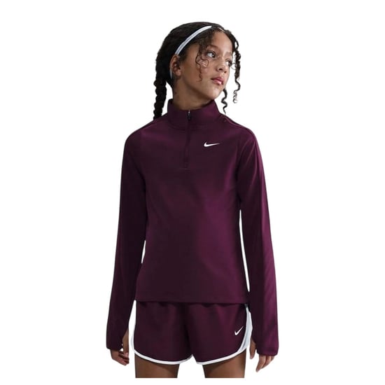 Nike Dri-FIT-shirt met halve rits en lange mouwen voor meisjes (Bordeaux) - Image 2