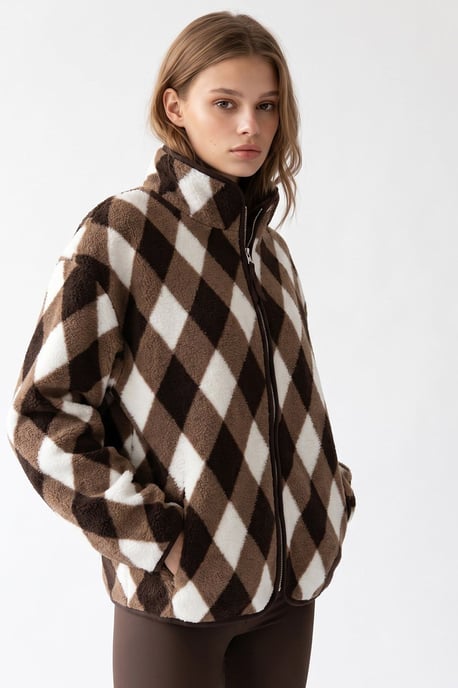 Dames Geometrische Rits Kraag Sweatshirt - Image 3