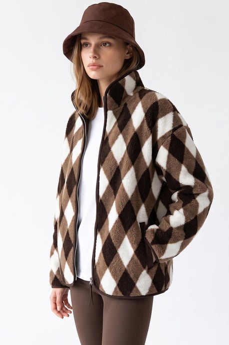 Dames Geometrische Rits Kraag Sweatshirt - Image 4