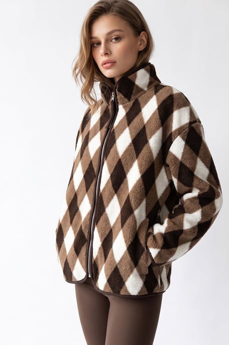 Dames Geometrische Rits Kraag Sweatshirt - Image 5