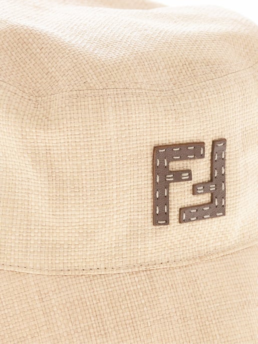 Bucket hat met logo en raffia-effect - Image 3
