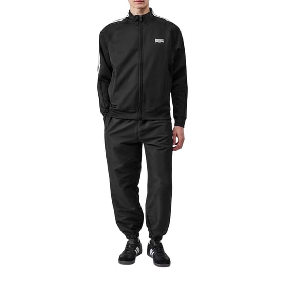 Lonsdale Raglan-trainingsjack voor heren met dubbele streep (Zwart) - Image 1