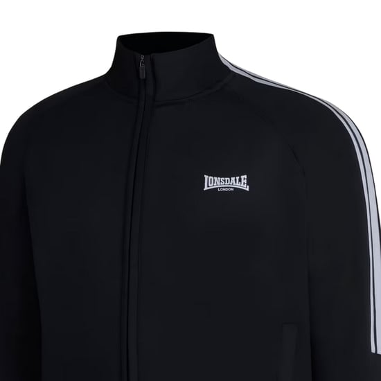 Lonsdale Raglan-trainingsjack voor heren met dubbele streep (Zwart) - Image 4