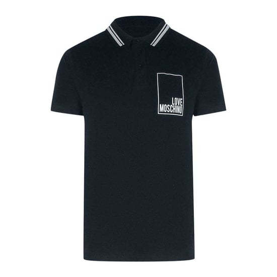 Love Moschino Heren Box Logo Katoenen Poloshirt (Marineblauw) - Image 1
