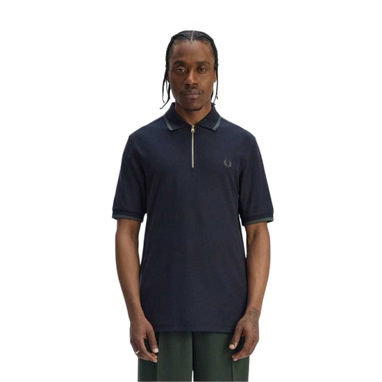 Fred Perry Heren Ritssluiting Polo Shirt (Marine) - Image 1