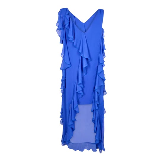 Biba Maxijurk zonder mouwen met ruches voor dames (Blauw) - Image 3
