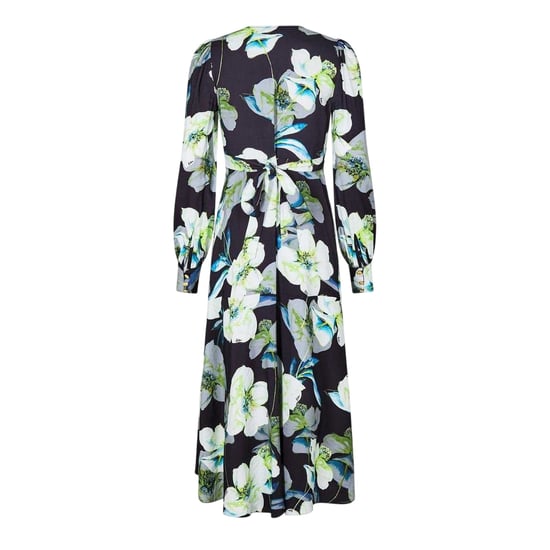 Biba Wrapjurk met lange mouwen en all-overprint voor dames (Donkerblauw) - Image 3