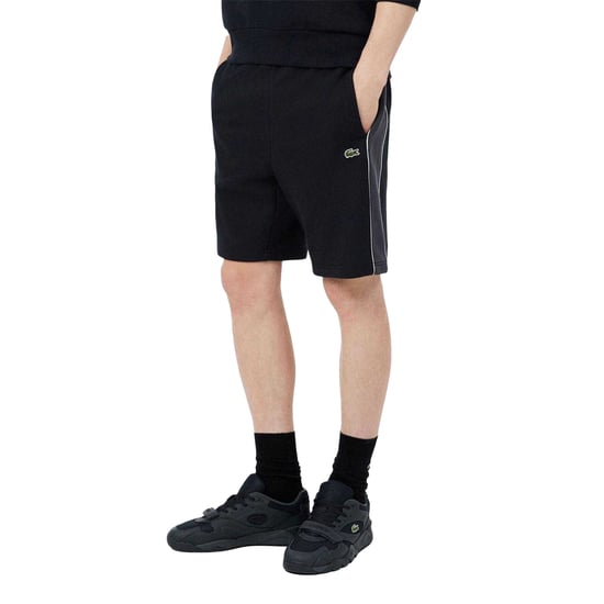 Lacoste Herenfleece-short met streep aan de zijkant (Zwart) - Image 1
