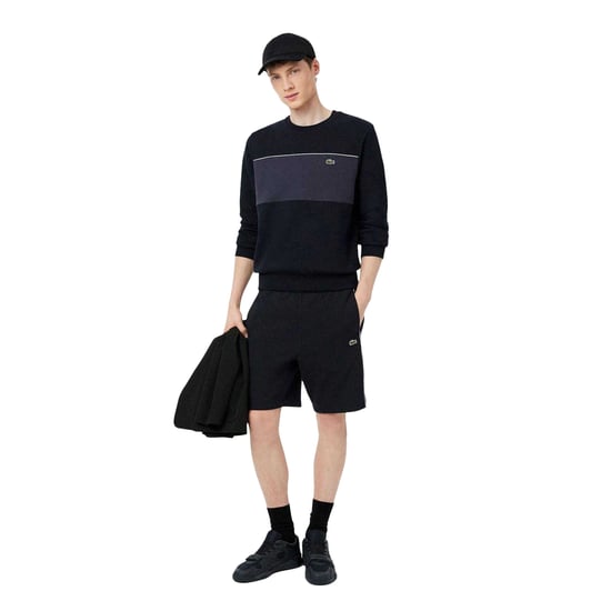 Lacoste Herenfleece-short met streep aan de zijkant (Zwart) - Image 4