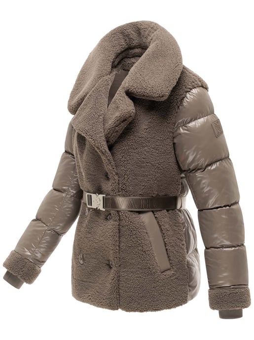 Navahoo Kuschelhäschen dames teddy gewatteerde jas – afneembare capuchon & ceintuur - Image 2