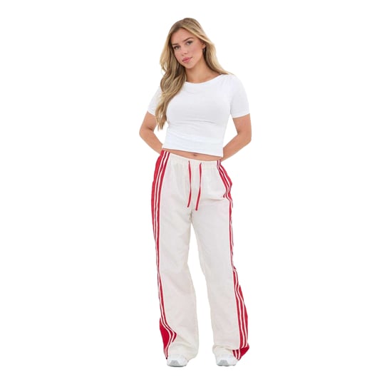 I Saw It First Joggingbroek met zijstrepen en een relaxte pasvorm voor dames (Wit) - Image 1