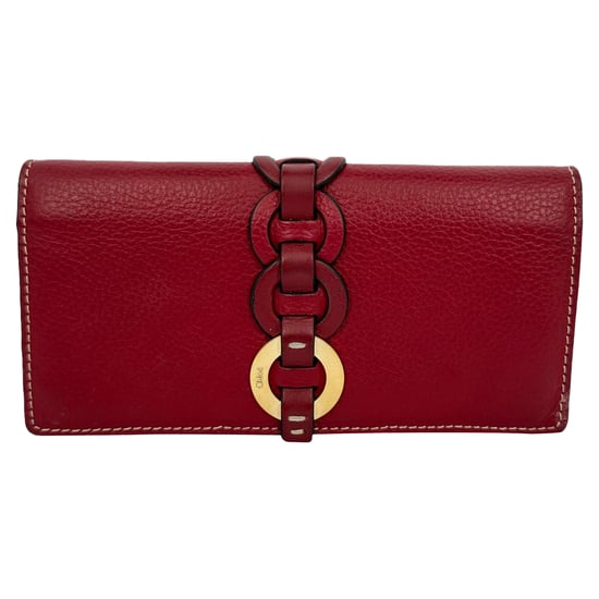 Chloé Darryl portemonnee met ringdetails in bordeauxrood leer. - Image 1