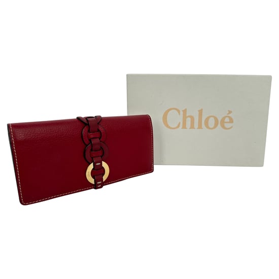 Chloé Darryl portemonnee met ringdetails in bordeauxrood leer. - Image 2