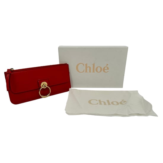 Chloé Tess portemonnee met rits, lange uitvoering, in rood leer - Image 4