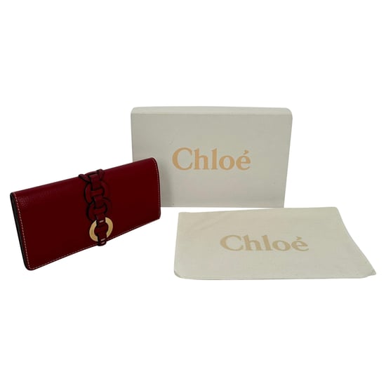 Chloé Darryl portemonnee met ringdetails in bordeauxrood leer. - Image 3