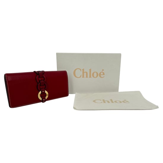 Chloé Darryl portemonnee met ringdetails in bordeauxrood leer. - Image 4