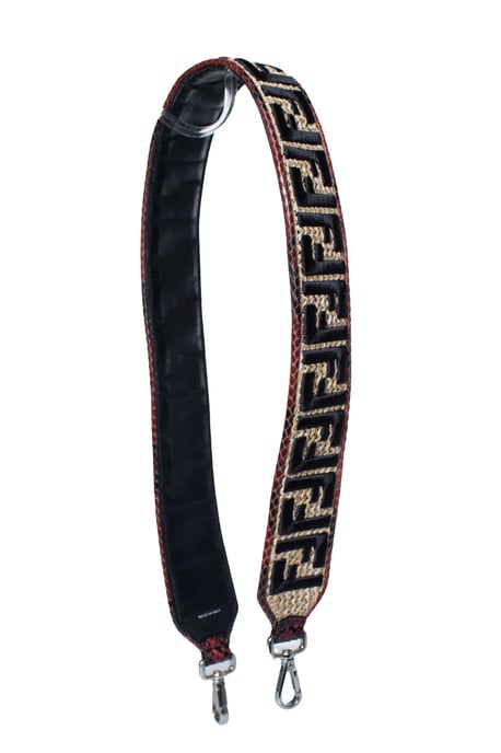 Fendi schouderband van raffia en pythonleer - Image 2