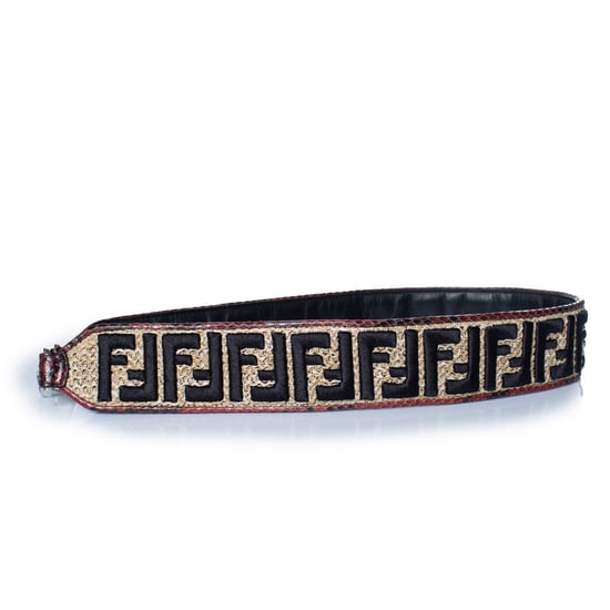 Fendi schouderband van raffia en pythonleer - Image 3