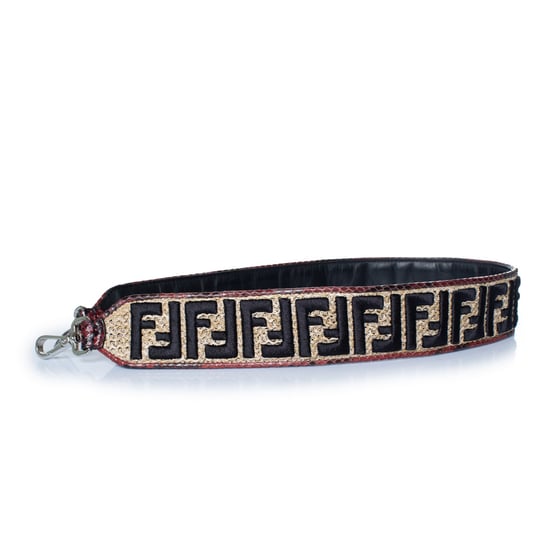Fendi schouderband van raffia en pythonleer - Image 4