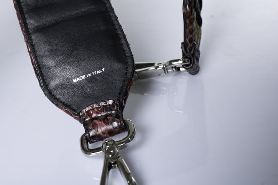 Fendi schouderband van raffia en pythonleer - Image 5