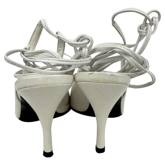 De Attico pumps met spitse neus en strikceintuur in wit leer - Image 6