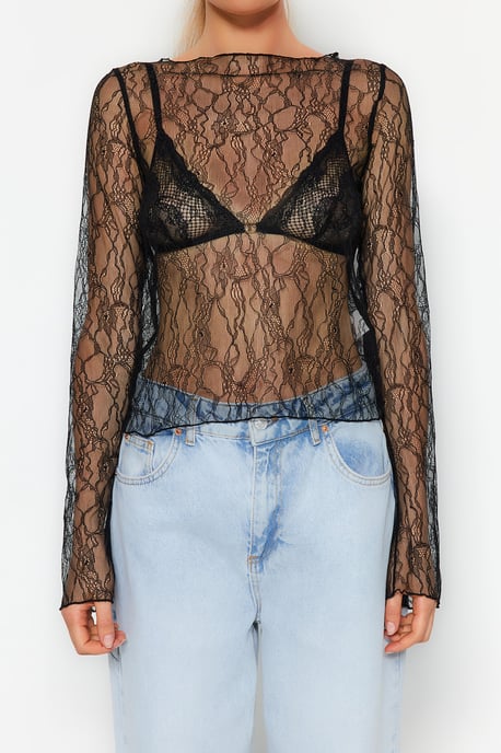 TRENDYOLMİLLA Dames Effen Lang Regular fit Blouses - Image 2