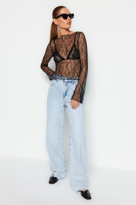 TRENDYOLMİLLA Dames Effen Lang Regular fit Blouses - Image 3