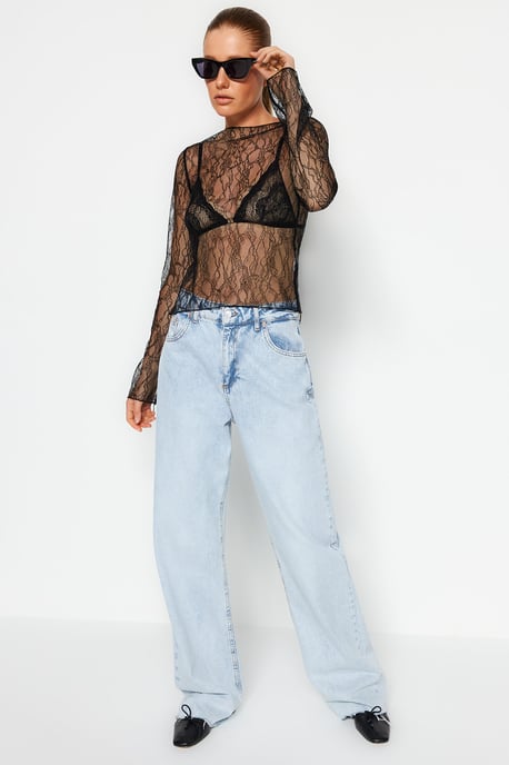 TRENDYOLMİLLA Dames Effen Lang Regular fit Blouses - Image 6
