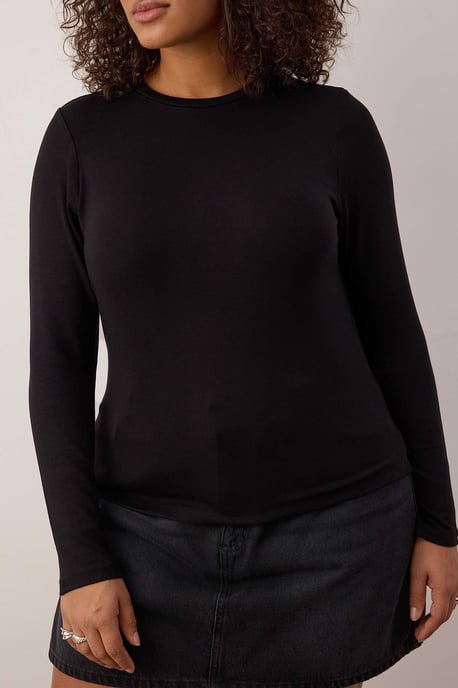 Trendyol Curve Dames Zwart Effen Lang Getailleerd Grote maten Blouses - Image 2