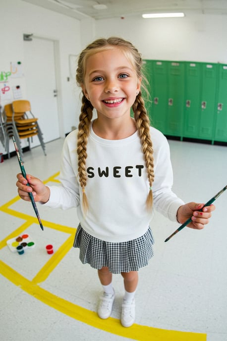 TRENDYOLKIDS Meisjes Ecru Slogan Midi Lang Casual Recht Jurken - Image 1