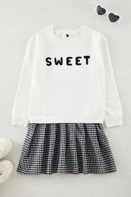 TRENDYOLKIDS Meisjes Ecru Slogan Midi Lang Casual Recht Jurken - Image 2